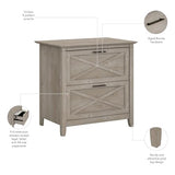Bush Furniture Key West 2 Drawer Lateral File Cabinet in Washed Gray | Document Storage for Home Office | Accent Chest with Drawers Bush Business Furniture