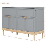 LZ LEISURE ZONE Queen Size Murphy Bed, Wood Cabinet Bed with Legs, Gray LZ LEISURE ZONE