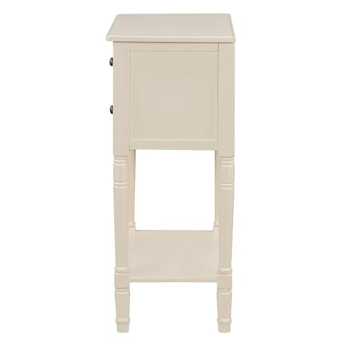 Knocbel Slim Antique Entry Console Table with 3 Drawers & Bottom Open Shelf, Solid Wood Narrow Sofa Couch Table for Entryway Hallway Living Room 23.7" W x 13" D x 31.4" H Beige Knocbel