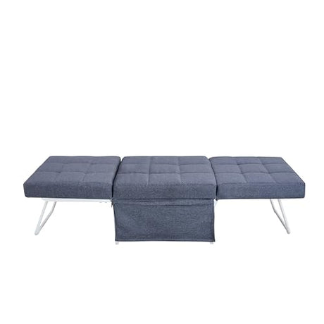 Cozy Gray Folding Ottoman Bed with Adjustable Backrest - Chic Futon Couch That Converts to Sofa Bed for Apartments and Compact Living Areas! QUAOPEFURN