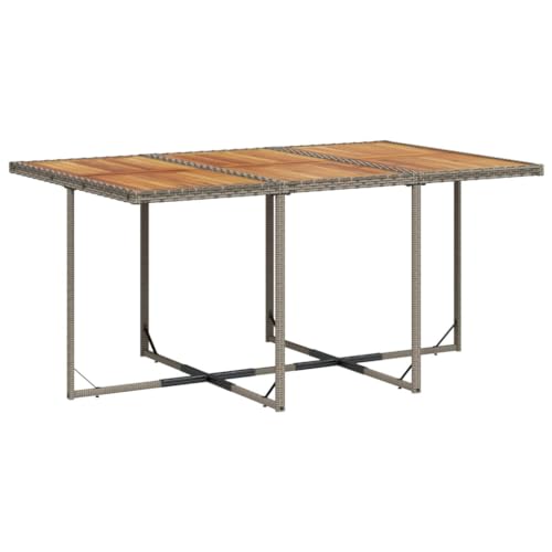 vidaXL 11 Piece Patio Dining Set with Cushions - Gray PE Rattan, Acacia Wood Tabletop, Foldable Chairs, and Stools - Ideal for Outdoor, Garden, and Patio vidaXL