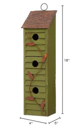 Glitzhome 18" H Green Window-Blinds Distressed Solid Wood Birdhouse for Outside Glitzhome