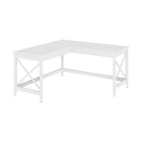 Workspace by Alera L-Shaped Farmhouse Desk, 58.27" x 58.27" x 29.53", White Alera