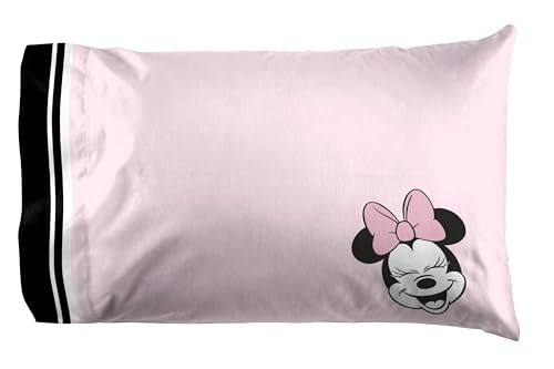 Jay Franco Kids Sheet Set with Fitted, Flat Sheets & Pillow Cover - Ultra-Soft Bedding with Pillowcase for Room Decor, Black - Minnie Mouse, 4 Piece Full Jay Franco