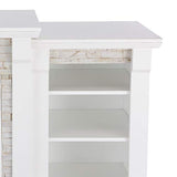 SEI Furniture Gallatin Faux Stone Electric Fireplace with Bookcases, New White SEI Furniture