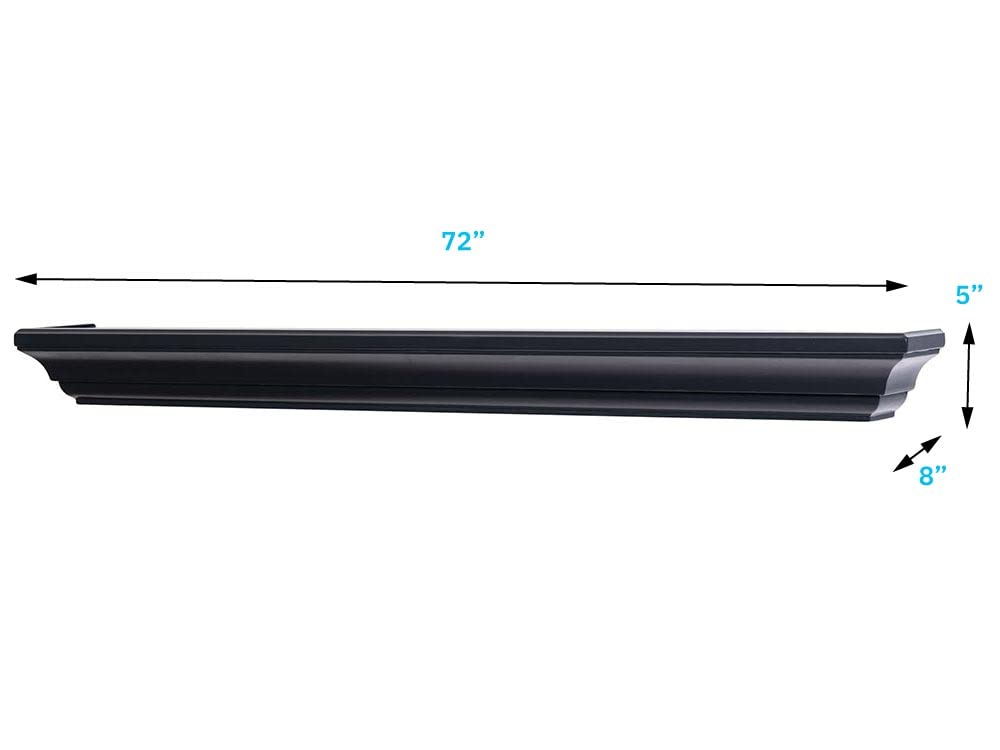 MANTELSDIRECT 72 Inch Floating Fireplace Mantel Wood Shelf in Black - Colton from Mantels Direct | Wooden Rustic Wall Shelf Perfect for Décor and Electric Fireplaces MANTELSDIRECT