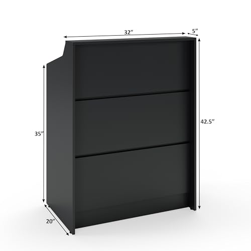 AGATEO Small Reception Desk with Drawer – Front Desk, Checkout Counter & Retail Counter – Cash Register Stand AGATEO