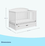 Graco Bellwood 5-in-1 Convertible Crib with Drawer (White) - GREENGUARD Gold Certified, Full-Size Storage Drawer, Converts to Toddler Bed and Full-Size Bed STORK CRAFT