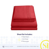 Full Size Sheet Sets - Breathable Luxury Sheets with Full Elastic & Secure Corner Straps Built In - 1800 Supreme Collection Extra Soft Deep Pocket Bedding Set, Sheet Set, Full, Red Sweet Home Collection