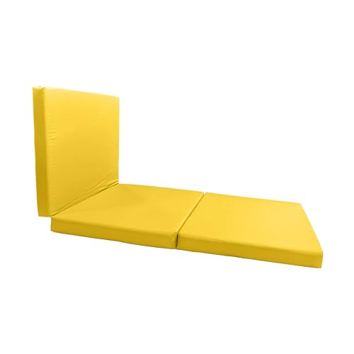 D&D Futon Furniture Trifold Foam Beds, Floor Tri-Fold Bed, Foldable Shikibuton Mattress Cushion Topper Mat for Space Saving Sleepover 3x27x75 in, Yellow D&D Futon Furniture