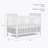 Dream On Me Violet 7-in-1 Convertible Full-Size Baby Crib with Toddler, Day & Full Bed Conversion in White, GreenGuard Gold & BSA, 3 Mattress Heights, Sustainable Pinewoo