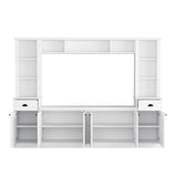 YOPTO 103" Minimalist Entertainment Center Wall Unit Set with Bridge for TVs Up to 75'',Ample Storage Space TV Stand W/Adjustable Shelves,Modernist Large Media Console for Living Room,White YOPTO