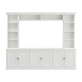 Merax 97.4" TV Stands for Living Room,Large Wall Unit Entertainment Center with Bookshelf for TVs Up to 70",Mid-Century Media Console with Bridge,TV Stand for Bedroom with Storage Shelf,White Merax