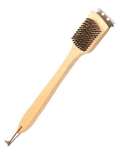 Rocky Mountain Goods Wooden Handle Grill Brush with Scraper - Long Solid Wood Handle - Stainless Steel Bristles - Non Scratch BBQ Grill Brush - Works for All Grill Types - Leather Hang Loop Rocky Mountain Radar