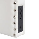 Flash Furniture Adeline Twin Headboard with 2 Outlets, USB Port, USB Type-C Port, Contoured Headboard, Studded LeatherSoft Upholstery, Dual Hanging Options, White Flash Furniture