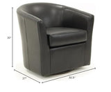 Pemberly Row Traditional 19" H Faux Leather Swivel Club Chair in Black Pemberly Row
