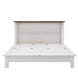 Harper & Bright Designs Full Size Murphy Bed, Wooden Full Murphy Bed Frame with Charging Station and Large Storage Drawer for Home Office/Small Room, White+Walnut Harper & Bright Designs