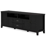 SIMPLIHOME Burlington SOLID WOOD 72 Inch Wide Transitional TV Media Stand in Black for TVs up to 80 Inches, For the Living Room and Entertainment Center SIMPLIHOME