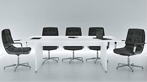 Ford Executive Rectangle Modern Conference Meeting Table - White - WoodArtSupply