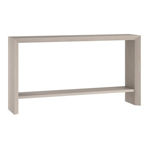 Henn&Hart 55" Wooden Rectangular Console Table Entryway Table, Sofa Table with Wooden Storage Shelf for Entryway, Living Room, Couch, Hallway, or Office, Beech White Henn&Hart