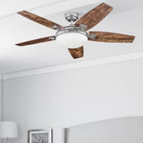 Honeywell Ceiling Fans Carmel Modern 48 Inch Ceiling Fan with Light, Remote Control Fan, LED Indoor Fan with 5 Blades, Gray Oak and Brown Chestnut Blade Finish Options, Silver (51627-01) Honeywell