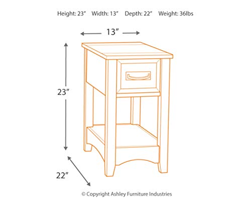 Signature Design by Ashley Breegin New Traditional Wooden Chair Side End Table with 1 Drawer and 1 Fixed Shelf, Brown Signature Design by Ashley
