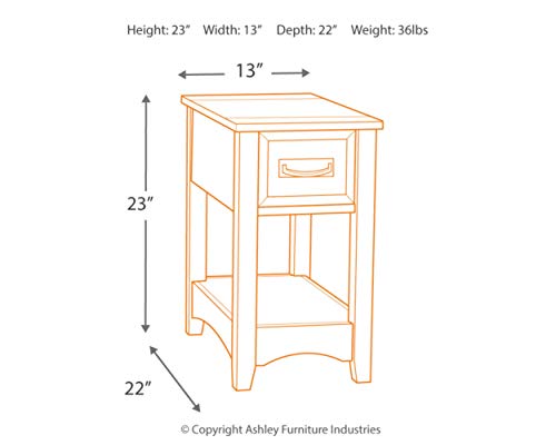 Signature Design by Ashley Breegin New Traditional Wooden Chair Side End Table with 1 Drawer and 1 Fixed Shelf, Brown - WoodArtSupply