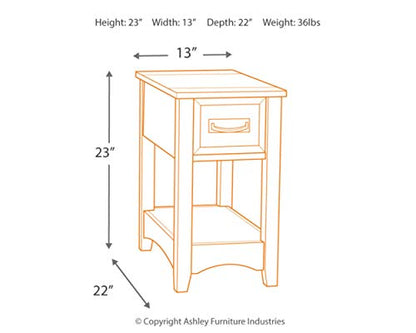 Signature Design by Ashley Breegin New Traditional Wooden Chair Side End Table with 1 Drawer and 1 Fixed Shelf, Brown - WoodArtSupply