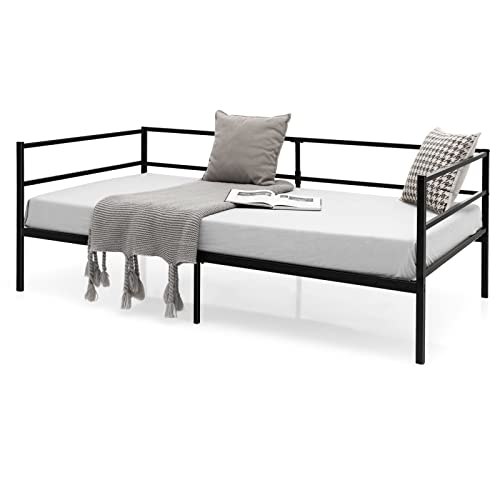 KOMFOTT Metal Daybed Frame Twin Size, Heavy-Duty Steel Slats Support Sofa Bed, Platform Mattress Foundation, Multifunctional Platform Bed Frame, Day Bed for Living Room & Guest Room KOMFOTT