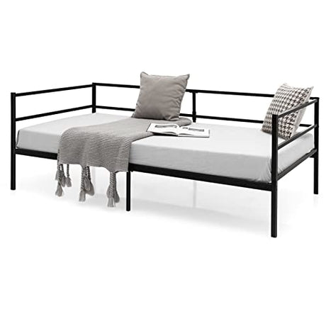 KOMFOTT Metal Daybed Frame Twin Size, Heavy-Duty Steel Slats Support Sofa Bed, Platform Mattress Foundation, Multifunctional Platform Bed Frame, Day Bed for Living Room & Guest Room KOMFOTT