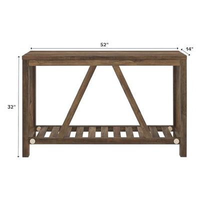 Walker Edison Modern Farmhouse Accent Entryway Table Entry Table Living Room End Table, 52 Inch, Dark Walnut and White Oak - WoodArtSupply