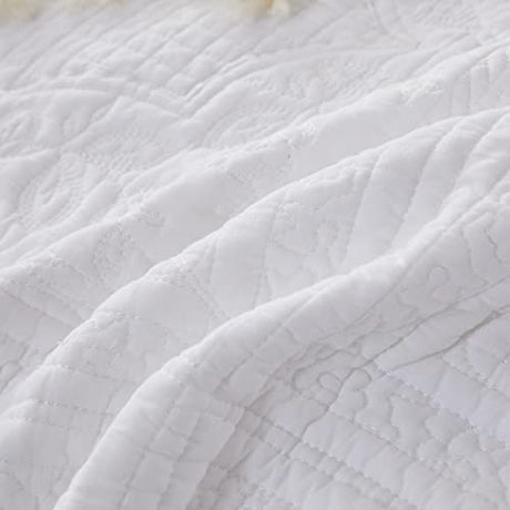 Brandream White Quilts Twin Size Cotton Bedspread Matelasse Bedding Coverlet Set 2-Piece Daybed Single Bed Spreads Brandream
