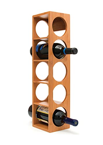 Lipper International 8305 Bamboo Wood Stackable 5-Bottle Wine Rack, 20-3/4" x 5-3/8" x 4-3/4" Lipper International