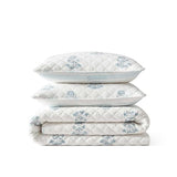 Martha Stewart - King Quilt Set, 100% Cotton Reversible Bedding Set, Incredibly Soft Feel for Year Round Comfort, 3 Piece Bed Set with Matching Pillowcases (Flower Block Print Blue) Martha Stewart