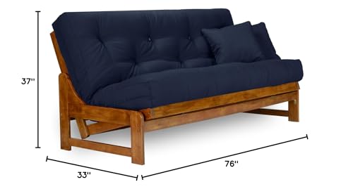 Nirvana Futons Arden Futon Set - Full Size, Frame, 8" Mattress, Twill Navy Blue Cover Nirvana Futons