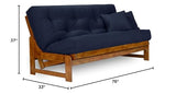 Nirvana Futons Arden Futon Set - Full Size, Frame, 8" Mattress, Twill Navy Blue Cover Nirvana Futons