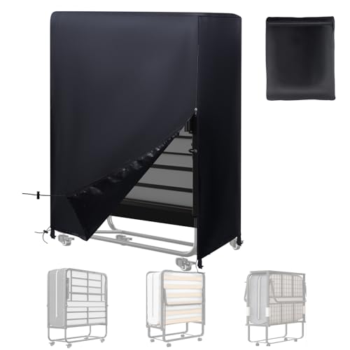 Rollaway Bed Storage Cover fits 33-inches Single Adults Cot, Folding Bed Dust Cover Protector with 4 Fixed Buckles and 2 Drawstrings Portable Universal for Home Camping(39" L x 15" W x 45" H) RELEDESA