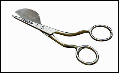 6 Inch Stainless Steel Applique Duckbill Scissors Blade with Offset Handle & 6 Inch Machine Embroidery Double Curved Scissors Bundle Belle Draft