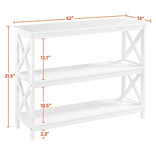 Yaheetech White 3-Tier Console Table with Storage Shelves for Entryway and Living Room - WoodArtSupply