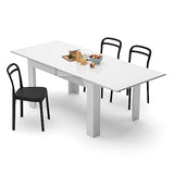 Mobili Fiver, Easy, Extendable Dining Table, 55,1(86,6) x35,4 in, High Gloss White, for 6-10 People, Expandable Dining Table for Kitchen, Italian Furniture Mobili Fiver