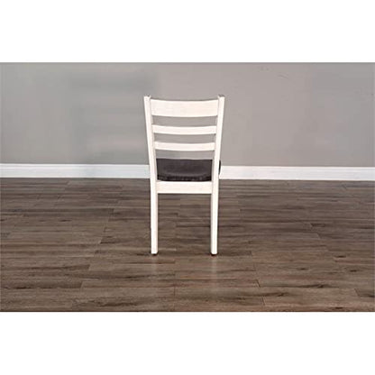 Pemberly Row 18" Wood Dining Room Ladderback Chair with Wood Legs for Kitchen, Modern Restaurant Chairs in Off White and Dark Brown - WoodArtSupply