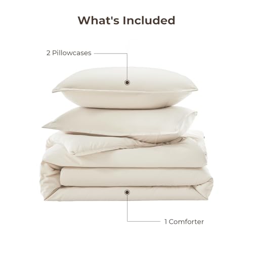 Litanika Full Size Comforter Sets Beige, 3 Pieces Lightweight Bedding Comforter Sets, Down Alternative Comforter Fluffy Bed Set Gift Choice Litanika