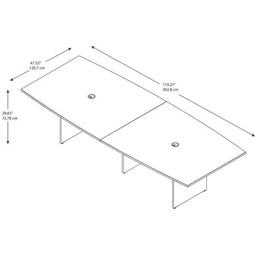 Pemberly Row Boat Shaped Conference Table with Wood Base in Cherry Pemberly Row