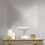 Rustic White Wood Pedestal Tray Stand for Table Decoration,Round Distressed Finished Cake Stand Dessert Table Display,Farmhouse Cake Stand Candle Holder Perfect for Weddings,Birthdays SOFE