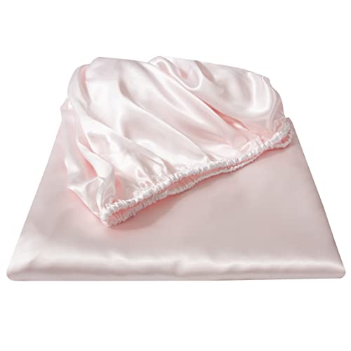 HommxJF Silk Satin Blush Pink Twin Fitted Sheet, Deep Pocket Fitted Sheet Only, Breathable, Non- Fading, Fully Elasticized Bed Sheets Sold Separately HommxJF