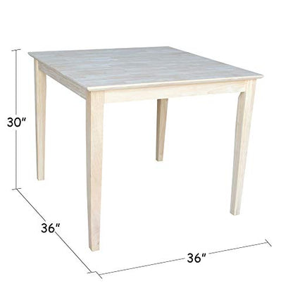 IC International Concepts Solid Wood Top Table, Unfinished