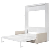 Ball & Cast Queen Size Murphy Bed Wall Bed with Sofa,can be Folded,Multifunctional Hideaway Cabinet Bed Frame,No Box Spring Needed,for Apartment,Bedroom,Guest Room,White Ball & Cast