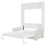 LZ LEISURE ZONE White Full Size Murphy Bed with Sofa - Space-Saving Wall Bed with Comfortable Cushion, Ideal for Home Office, Small Rooms, or Apartments LZ LEISURE ZONE