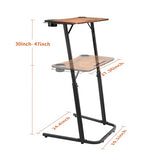 HOMELYM Treadmill Desk, Small Standing Desk for Walking Pad, 30-47 Inch Adjustable Height Walking Pad Stand for Treadmill, Portable Standing Table for Bike and Home Office Work - Brown HOMELYM