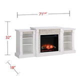 SEI Furniture Gallatin Faux Stone Electric Fireplace with Bookcases, New White SEI Furniture